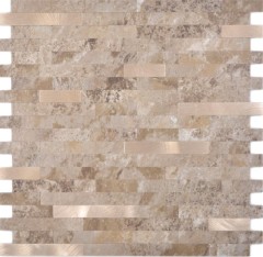 Composite vinyl stone look Limestone brown/gold mosaic tile wall tile backsplash kitchen bathroom MOS200-LBG_f
