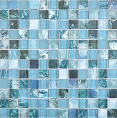 Square Crystal mix greenblue/ocean mosaic tile Wall Tile backsplash Kitchen Shower Bathroom MOS74-0605_f