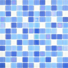 Glass mosaic fluorescent blue white mosaic tile wall tile backsplash kitchen shower bathroom MOS88-1006_f