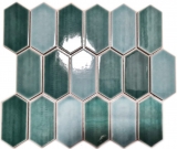 Mosaic tile ceramic mosaic hexagonal green glossy kitchen wall bathroom MOS11J-475_f