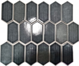 Hexagonal hexagon mosaic tile ceramic anthracite gray black glossy kitchen splashback bathroom tile backsplash wall - MOS11J-479