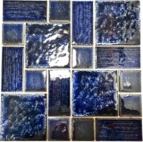Mosaic tile ceramic mosaic vintage retro cobalt blue glossy bathroom shower wall kitchen - MOS13-KAS2
