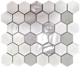 Mosaic tile ceramic mosaic hexagonal white glossy kitchen bathroom MOS11K-SAN1_f