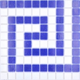 Border swimming pool mosaic pool mosaic white dark blue MOSMB-BO16P