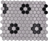 Mosaic tile ceramic mosaic hexagonal mix white black glossy tile backsplash bathroom kitchen MOS11A-0113G