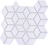 Cube mosaic tile ceramic mosaic vintage retro 3D plain white matt tile backsplash kitchen - MOS13-POV4