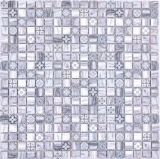 Glass mosaic mosaic tile retro wood look gray ornament kitchen splashback MOS78-W09