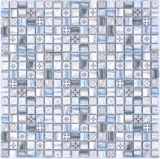 Glass mosaic mosaic tile retro wood look gray pastel blue light tile backsplash MOS78-W39