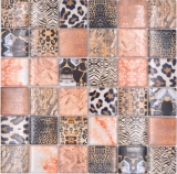 Mosaic tile glass mosaic leopard copper brown bathroom kitchen splashback MOS78-W68