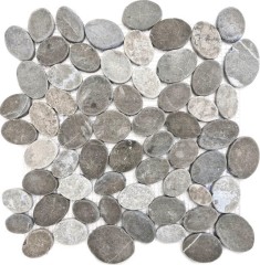 Mosaic tile natural stone river pebble stone pebble cut ash gray tile backsplash MOS30-SANI_f
