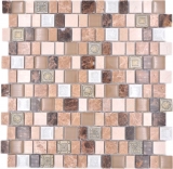Mosaic tiles Mosaic composite multi-format stone resin ceramic mix emperador tile backsplash MOS85-2FD_f