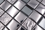 Hand sample mosaic tile glass mosaic combi EP silver metal kitchen backsplash MOS88-XCB5_m