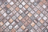 Hand-painted mosaic tile glass mosaic combi retro wood brown kitchen splashback bathroom MOS78-W89_m
