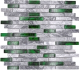 Natural stone glass mosaic gray with green glossy wall kitchen bathroom shower - MOS87-0405