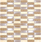 Natural stone glass mosaic beige glossy wall kitchen bathroom shower - MOS87-SM128