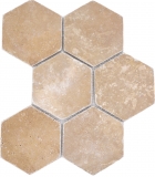 Natural stone mosaic tiles terrace travertine walnut matt wall floor kitchen bathroom shower MOS42-HX144