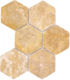 Natural stone mosaic tiles terrace travertine golden yellow matt wall floor kitchen bathroom shower MOS42-HX151