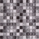 Glass mosaic mosaic tile black glossy zebra wall kitchen bathroom shower MOS68-WL24_f