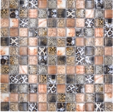 Glass mosaic mosaic tile brown glossy leopard wall kitchen bathroom shower MOS68-WL64_f