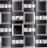 Glass mosaic mosaic tile black silver glossy wall kitchen bathroom shower MOS88-SQ78_f