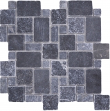 Natural stone mosaic tiles marble black matt wall floor kitchen bathroom shower MOS40-FP43_f