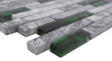 Hand pattern natural stone glass mosaic gray with green glossy wall kitchen bathroom shower - MOS87-0405_m