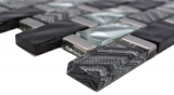 Hand pattern glass mosaic mosaic tile gray black silver glossy wall kitchen bathroom shower - MOS83-MW10_m