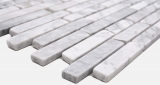 Hand sample natural stone mosaic tiles marble white carrara look matt wall floor kitchen bathroom shower MOS40-Brick2000_m