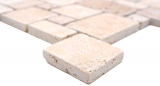 Hand sample natural stone mosaic tiles travertine beige matt wall floor kitchen bathroom shower MOS40-FP46_m