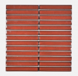 Ceramic mosaic rods retro vintage 50s 60s straps red glossy speckled MOS24-CS56