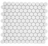 Ceramic mosaic tile Button Loop Penny Round plain white matt MOS10-0111GR