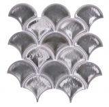 Ceramic mosaic tile fan fish scales plain dark gray ice crackled style MOS13-FS7