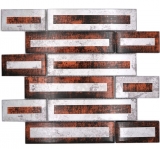 Glass mosaic mosaic tile 2D-look red silver gray shaded MOS88-W1