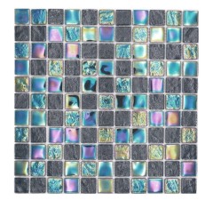 Glass mosaic mosaic tile small flip flop iridescent black multicolored MOS65-S65