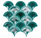 Ceramic mosaic dark green glossy fan look mosaic tile kitchen wall tile backsplash bathroom shower wall MOS13-FS5_f
