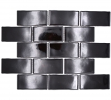 Ceramic mosaic black glossy masonry bond look mosaic tile kitchen wall tile backsplash bathroom shower wall MOS26-112_f