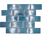 Ceramic mosaic blue glossy masonry bond look mosaic tile kitchen wall tile backsplash bathroom shower wall MOS26-612_f