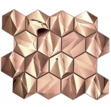 Metal mosaic rose gold glossy/matt hexagon look mosaic tile kitchen wall tile backsplash bathroom shower wall MOS128-BR_f
