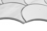 Hand-painted ceramic mosaic fan Cararra fish scale white gray matt MOS13-FS0102_m