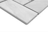 Hand sample ceramic mosaic tile herringbone Carrara look white gray matt MOS24-1102_m