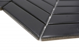 Hand-painted ceramic mosaic tile herringbone plain black matt MOS24-EV29_m