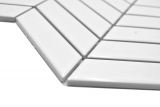 Hand-painted ceramic mosaic tile herringbone plain white glossy MOS24-EV31_m