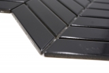 Hand-painted ceramic mosaic tile herringbone plain black glossy MOS24-EV39_m