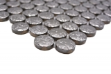 Hand-patterned ceramic mosaic tile Button Loop Penny Round uni silver hammered MOS10-0207_m