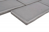 Hand-painted ceramic mosaic tile Metro Sybway composite uni stone gray light gray glossy MOS26-345_m