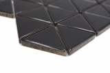 Hand-painted ceramic mosaic tile triangle diamond plain black glossy MOS13-t59_m