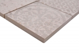 Hand-painted ceramic mosaic tile porcelain stoneware light gray beige patterned MOS23-B5_m