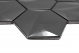 Hand-painted stainless steel hexagon mosaic tiles 3D steel tungsten glossy/matt MOS128-PL_m