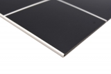 Hand sample self-adhesive mosaic mat metal black tile look with white joint MOS200-B03_m
