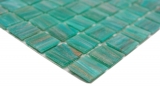 Hand-painted glass mosaic mosaic tile green turquoise copper iridescent MOS230-G65_m